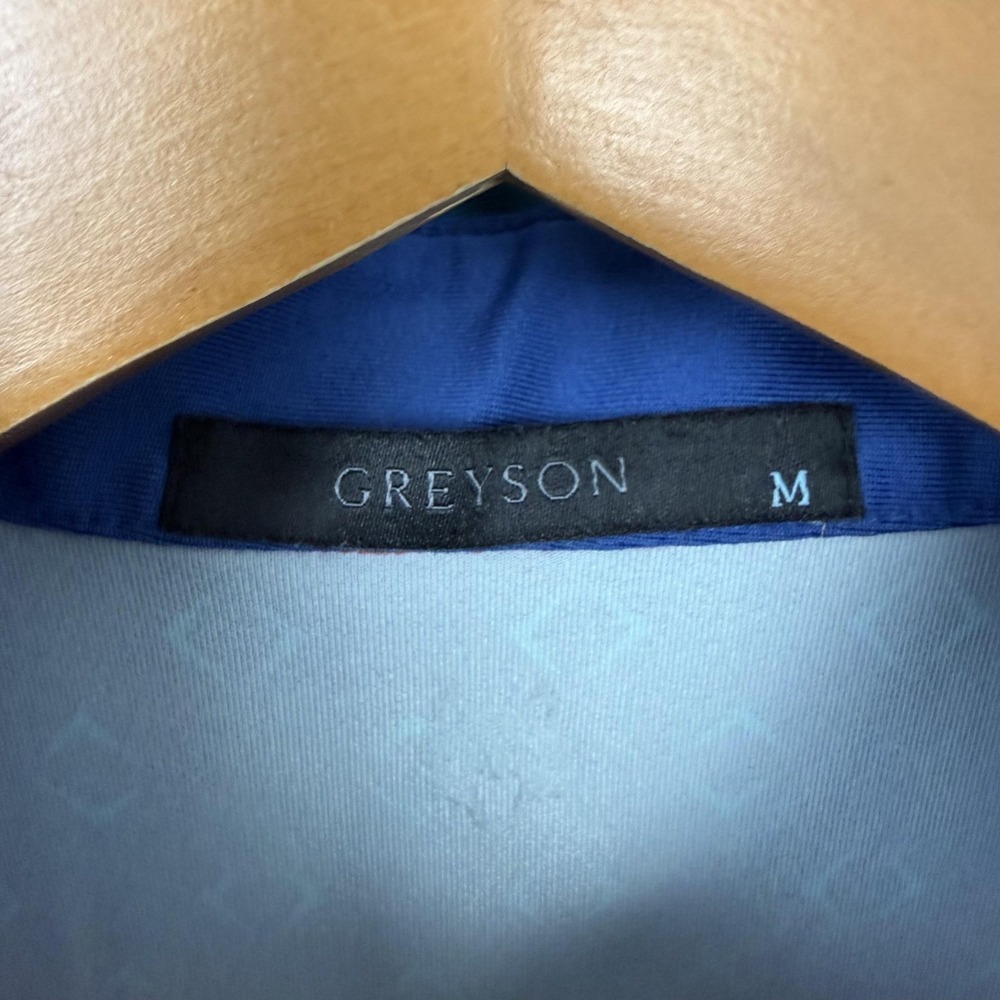 Greyson Shirt Mens Medium Pink Geometric Print Golf Polo Contrast Collar Logo - Picture 4 of 10